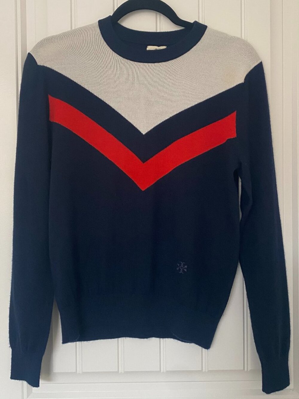 Tory Burch Sport | Performance Cashmere Chevron Sweater in Tory Navy